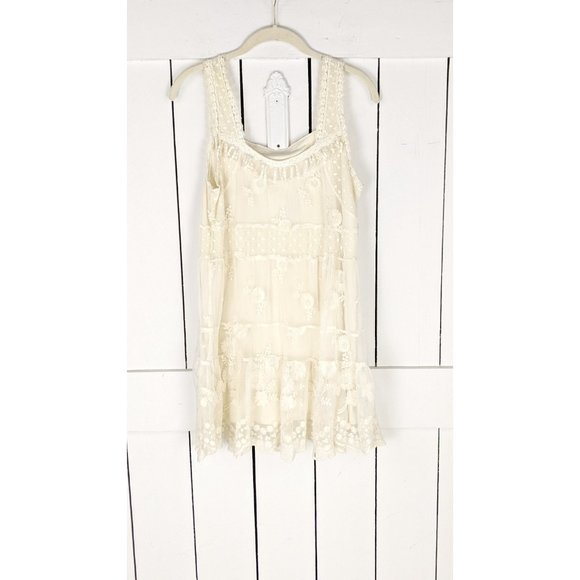 90s vintage crochet lace sheer sleeveless tunic ruffle boho top - Picture 2 of 5